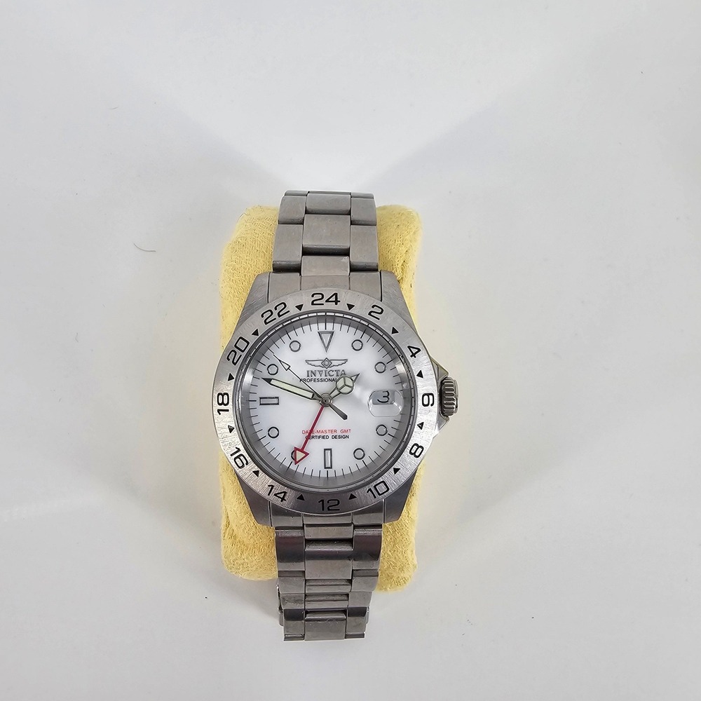 Invicta Pro Diver GMT Mens Watch 9402 Silver White Stainless Steel 40mm Sport